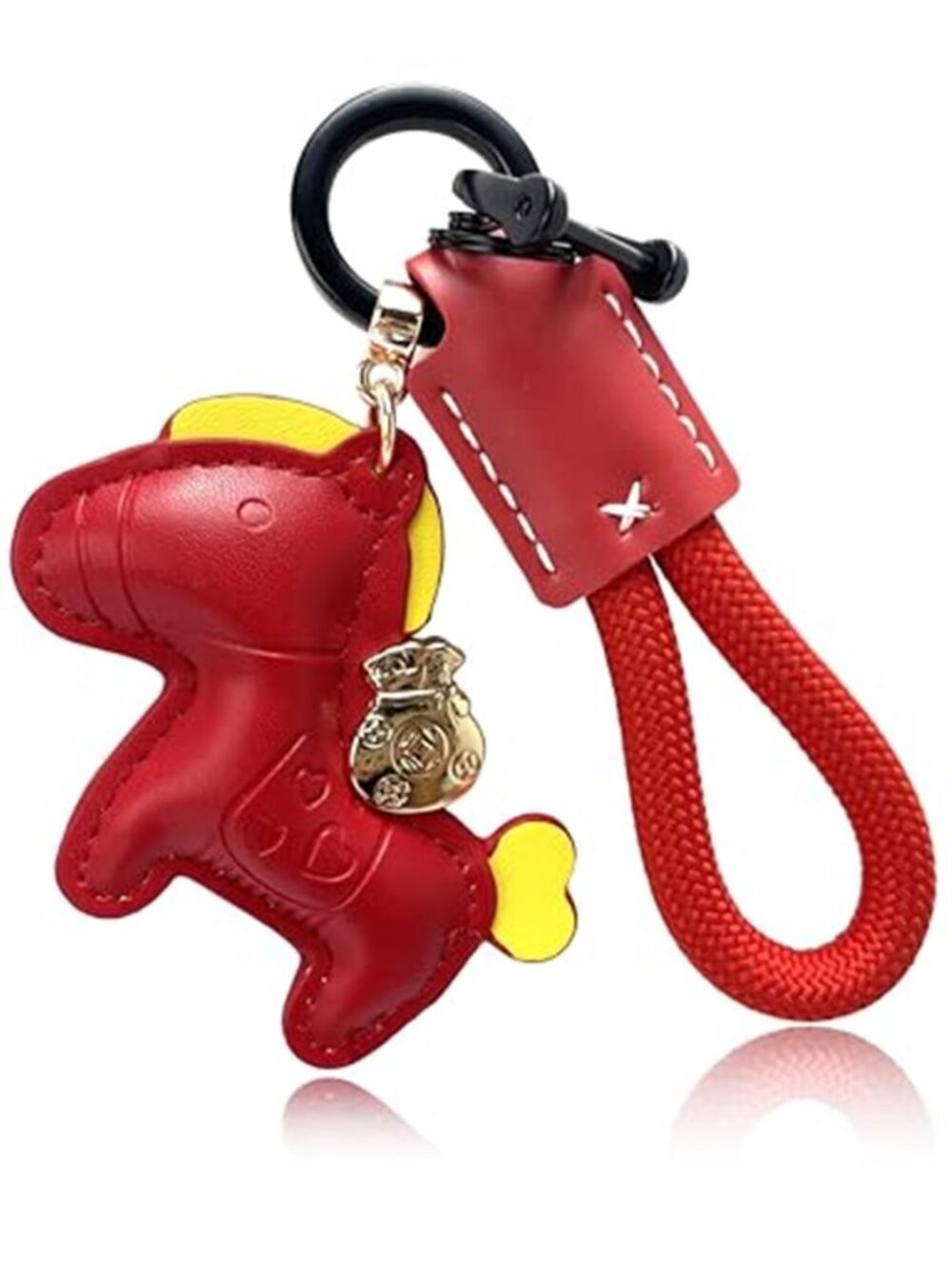 Red Horse Vegan Leather Bag Charm Keychain Handmade Western